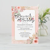 Brunch & Bubbly Brautparty Moderne Blume Einladung (Stehend Vorderseite)