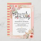 Brunch & Bubbly Brautparty Moderne Blume Einladung (Vorne/Hinten)