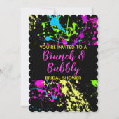 Brunch Bubbly Brautparty Neon Paint Spritzer Einladung (Vorderseite)