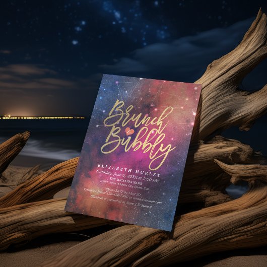 Brunch Bubbly Brautparty Night Star Sky Galaxy Einladung