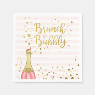 Brunch & Bubbly Brautparty Paper Napkin Pink Serviette