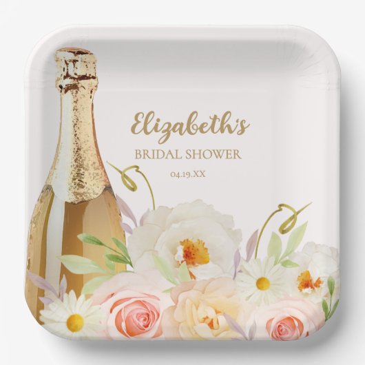 Brunch & Bubbly Brautparty Pappteller (Vorderseite)