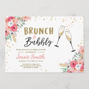 Brunch & Bubbly Brautparty Pink Gold Champagne Einladung