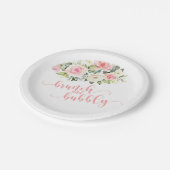 Brunch & Bubbly Brautparty Plate - Rosa Text Pappteller (Schrägansicht)