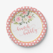 Brunch & Bubbly Brautparty Plate - Rosa TXT Dot Pappteller (Vorderseite)