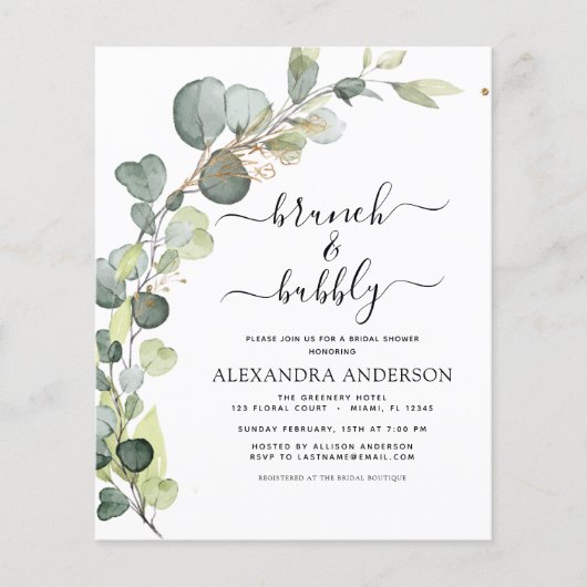 Brunch & Bubbly Brautparty QR Code Einladung (Vorderseite)