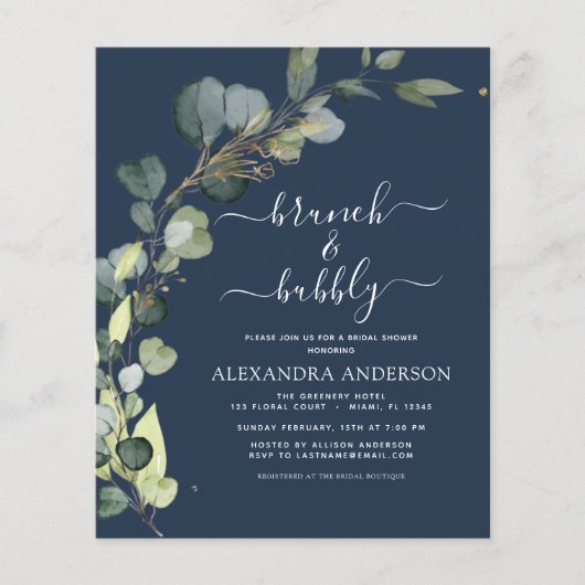 Brunch & Bubbly Brautparty QR Code Einladung Flyer (Vorne)