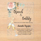 Brunch Bubbly Brautparty Rose Acryleinladungen (Vorderseite)