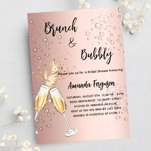 Brunch Bubbly Brautparty Rose Blasen Luxus Einladung