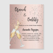 Brunch Bubbly Brautparty Rose Blasen Luxus Magneteinladung (Vorderseite)