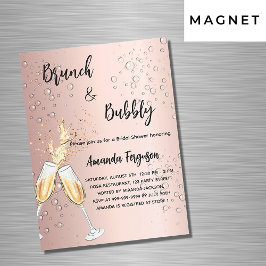 Brunch Bubbly Brautparty Rose Blasen Luxus Magneteinladung