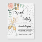 Brunch Bubbly Brautparty Rose Blumenluxus Magneteinladung (Vorderseite)