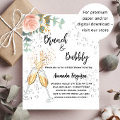 Brunch Bubbly Brautparty Rose Einladung Flyer