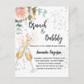 Brunch Bubbly Brautparty Rose Einladungspostkarte (Vorderseite)