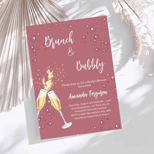 Brunch Bubbly Brautparty Rose Goldjubeln Einladung