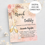 Brunch Bubbly Brautparty Rose Pampelgras Einladung<br><div class="desc">Ein modernes,  stilvolles und glamouröses Brautparty für einen Bubbly Brunch. Eine rustikale Rose Gold,  rot rosa Farbverlauf mit Blasen,  ein Paar Flöten,  Gläser,  rot rosa Rosen und Pampas Gras. Der Name ist mit einem modernen handgeschriebenen Stilskript geschrieben. Personalisieren Sie Ihre Party-Daten und fügen Sie sie hinzu.</div>