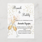 Brunch Bubbly Brautparty rot pink glamourös Einladungspostkarte (Vorderseite)