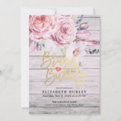 Brunch & Bubbly Brautparty Rustikales Holz Einladung (Vorderseite)