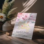 Brunch & Bubbly Brautparty Rustikales Holz Einladung