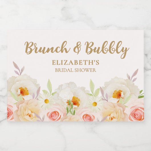Brunch & Bubbly Brautparty Schaumweinetikett (Einzelnes Label)