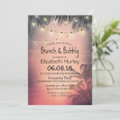 Brunch Bubbly Brautparty Summer Palm Tree Light Einladung (Stehend Vorderseite)