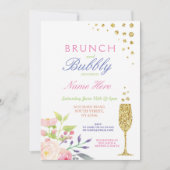 Brunch & Bubbly Brautparty Sweet Floral Einladung (Vorderseite)