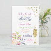 Brunch & Bubbly Brautparty Sweet Floral Einladung (Stehend Vorderseite)