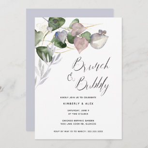 Brunch Bubbly Brautparty Watercolor Eucalyptus Einladung