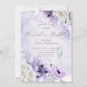 Brunch Bubbly Brautparty Watercolor Lilac Poppy Einladung (Vorderseite)