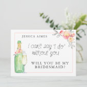 Brunch & Bubbly Bridal Brunch Bridal Bridesmaid Ca Einladung (Stehend Vorderseite)