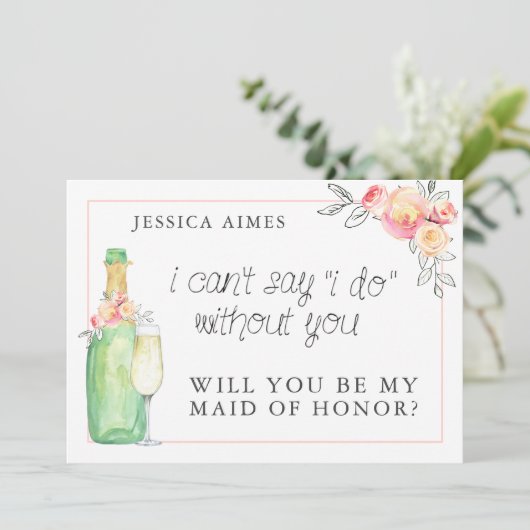 Brunch & Bubbly Bridal Brunch-Trauzeugin Einladung (Stehend Vorderseite)