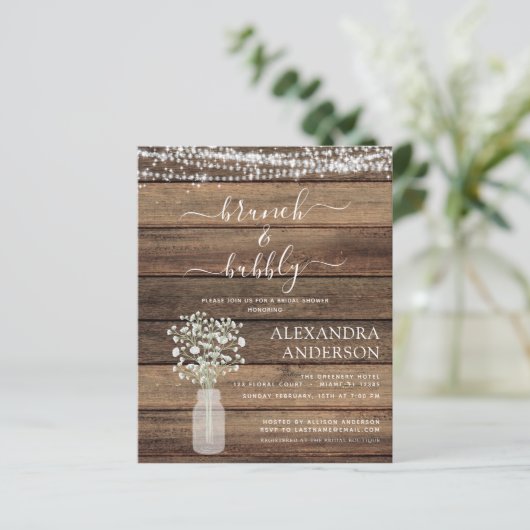 Brunch & Bubbly Bridal Dusche Einladung (Stehend Vorderseite)