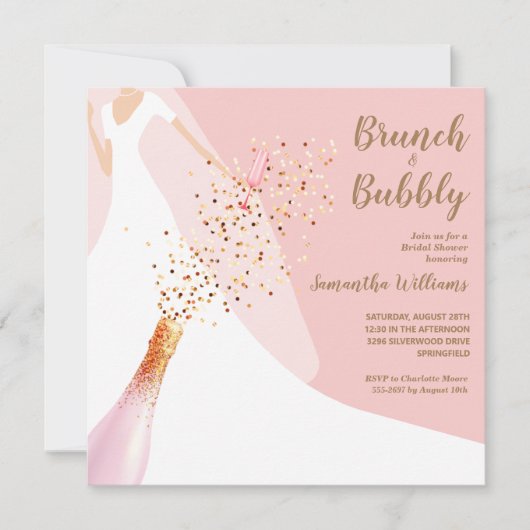 Brunch Bubbly Bridal Dusche Einladung (Vorderseite)