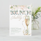 Brunch & Bubbly Bridal Dusche Einladung (Stehend Vorderseite)