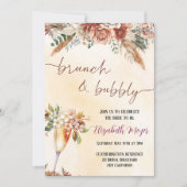🍾 Brunch & Bubbly Bridal Dusche Einladung 🌸 (Vorderseite)
