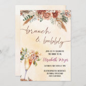 🍾 Brunch & Bubbly Bridal Dusche Einladung 🌸 (Vorne/Hinten)