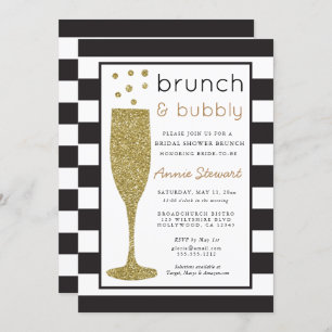 Brunch & Bubbly Bridal Dusche Einladung Glitzer