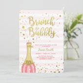 Brunch & Bubbly Bridal Dusche Einladung Pink Gold (Stehend Vorderseite)