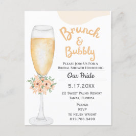 Brunch & Bubbly Bridal Dusche Einladung Postkarte