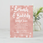 Brunch & Bubbly Bridal Dusche Einladung Rose Gold (Stehend Vorderseite)