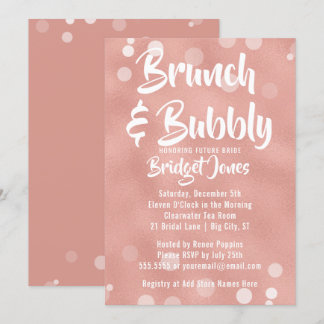 Brunch & Bubbly Bridal Dusche Einladung Rose Gold