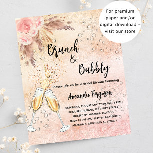 Brunch Bubbly Bridal Rose Pampas Gras Einladung