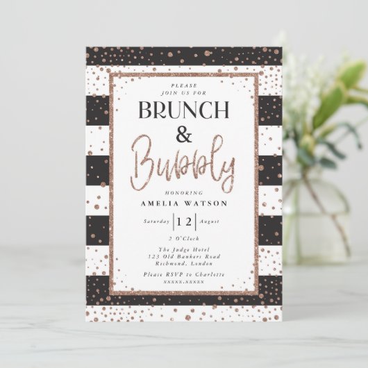 Brunch & Bubbly Bridal Shower Einladung (Stehend Vorderseite)