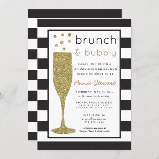 Brunch & Bubbly Bridal Shower Einladung Glitzer
