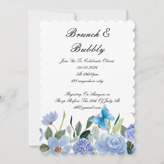 BRUNCH & BUBBLY BRIDAL SHOWING INVITATION SAVE THE DATE (Vorderseite)