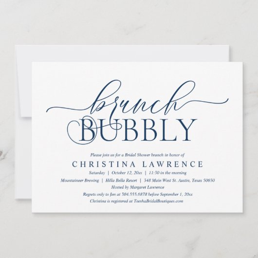 Brunch Bubbly, Brie to be, Brautparty Einladung (Vorderseite)