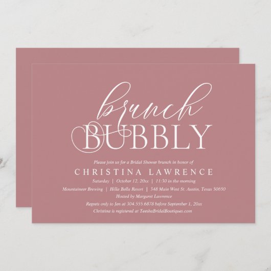 Brunch Bubbly, Brie to be, Brautparty Invitati Einladung (Vorne/Hinten)