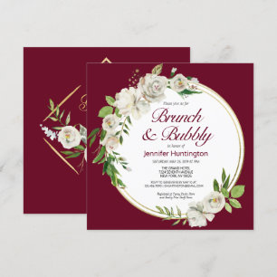 Brunch & Bubbly Burgundy Brautparty Boho Einladung