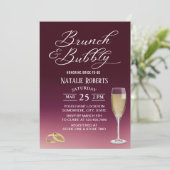 Brunch & Bubbly Burgundy Red Ombre Brautparty Einladung (Stehend Vorderseite)