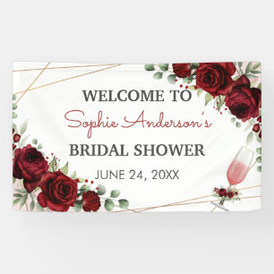 Brunch Bubbly Burgundy Wine Rose Brautparty Banner